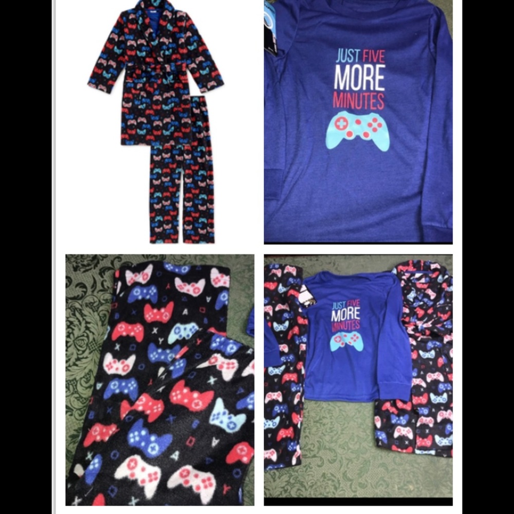 NWT boys 4 5 gaming robe pajamas 3pc set christmas